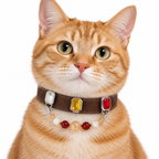 Golden Scarlet Facet Beaded Pet Collar - AI pet wearing styling illustration