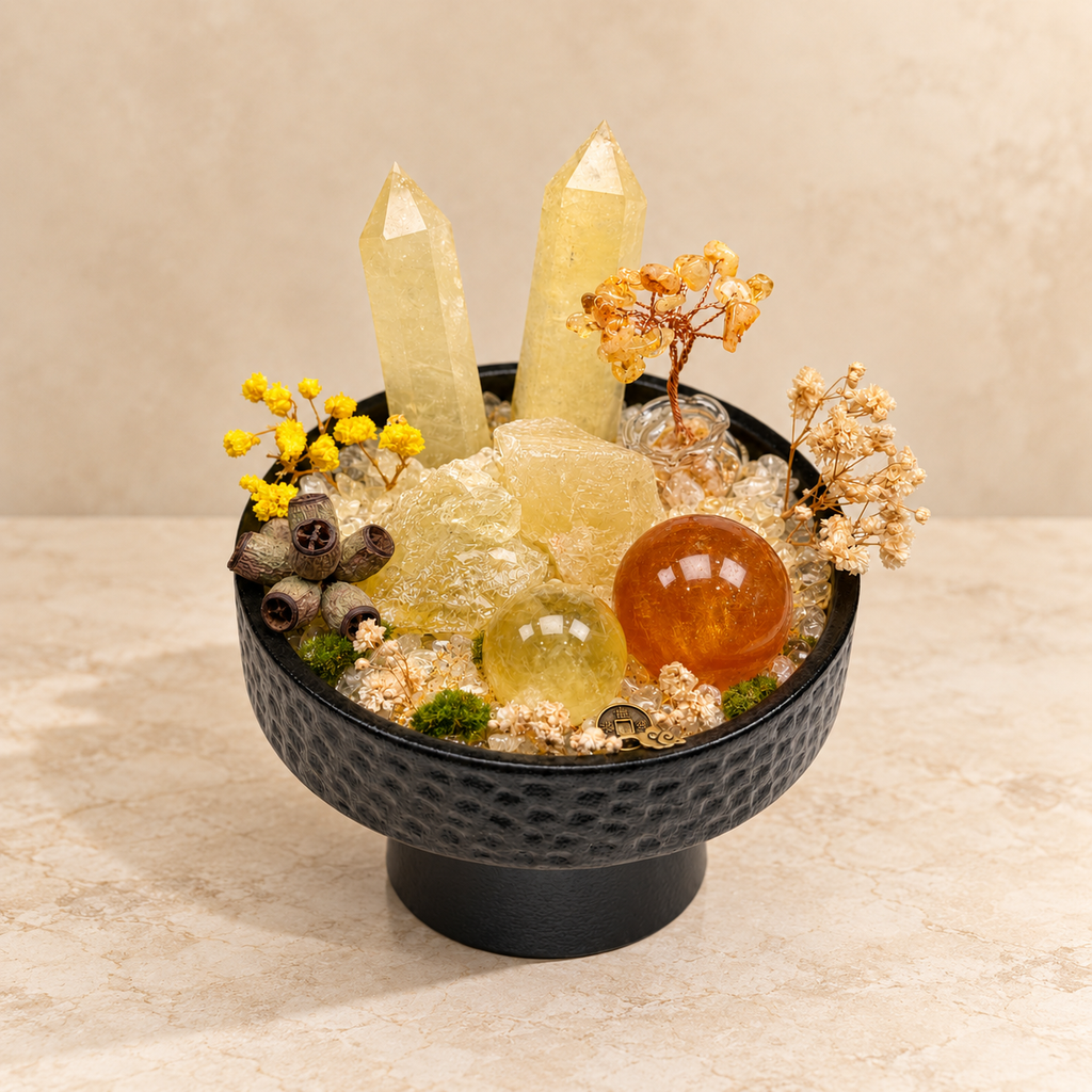 Golden Wishes Crystal Garden — complete decorative arrangement