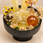 Golden Wishes Crystal Garden — foreground stones and bowl detail