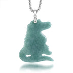 Green Crocodile Pendant Necklace — rear view