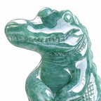 Green Crocodile Pendant Necklace — front detail