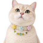 Green Meadow Blossom Beaded Pet Collar - AI pet wearing styling illustration