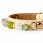 Green Orchard Beaded Pet Collar - bead and strap detail
