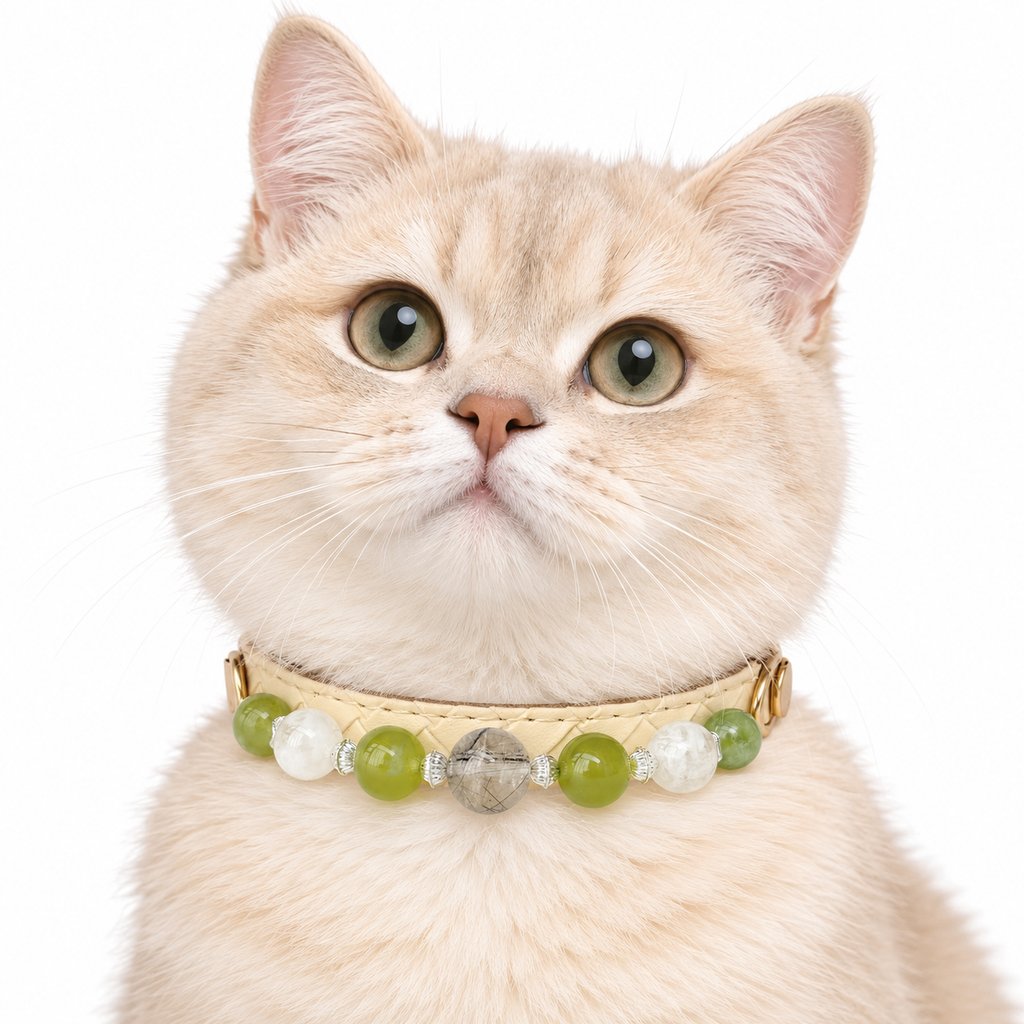 Green Orchard Beaded Pet Collar - AI pet wearing styling illustration