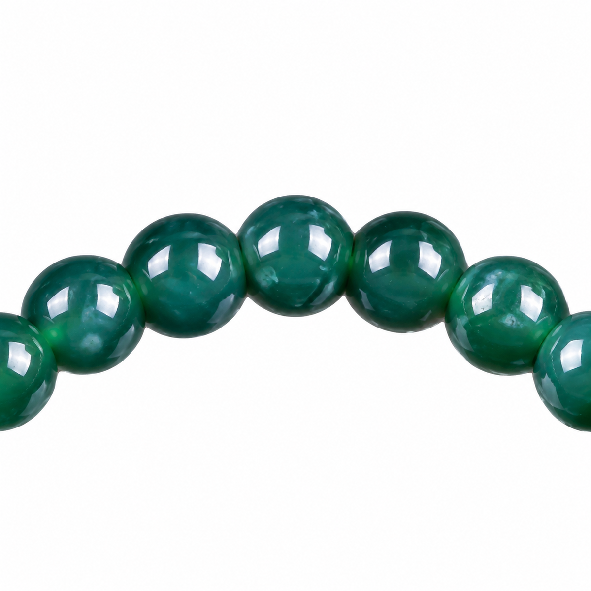 Green Paw Charm Bead Bracelet - bead detail on white