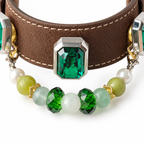 Green Pearl Facet Beaded Pet Collar - bead and strap detail