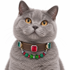 Green Scarlet Facet Beaded Pet Collar - AI pet wearing styling illustration