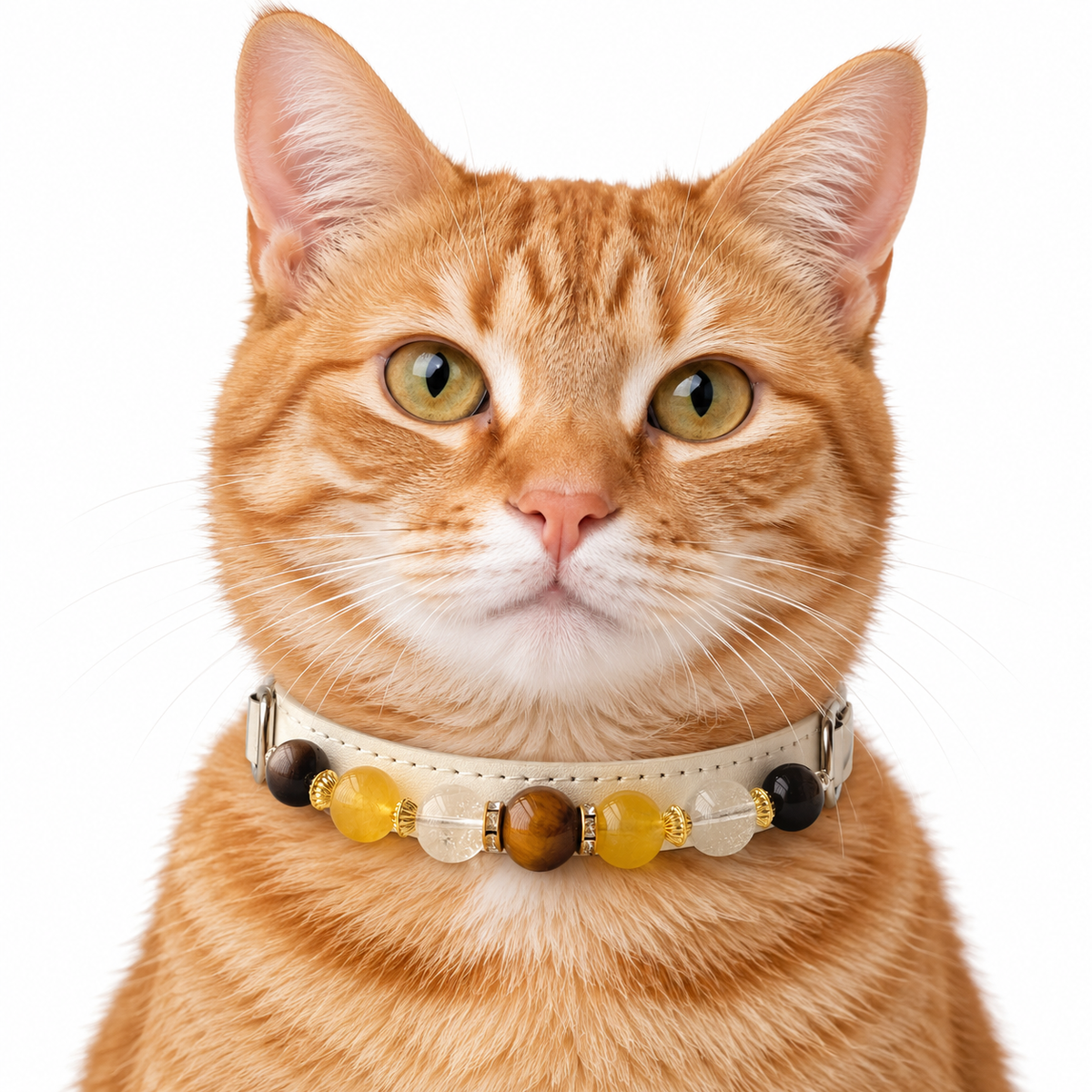 Ivory Sunbeam Beaded Pet Collar - AI pet wearing styling illustration