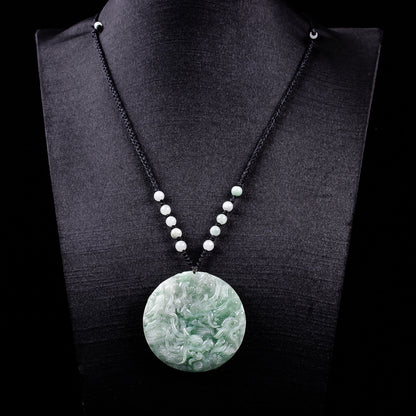 Authentic Grade A Jadeite Nine Dragons Pendant | Double-Sided Carved Jade Amulet