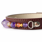 Lavender Amber Beaded Pet Collar - bead and strap detail