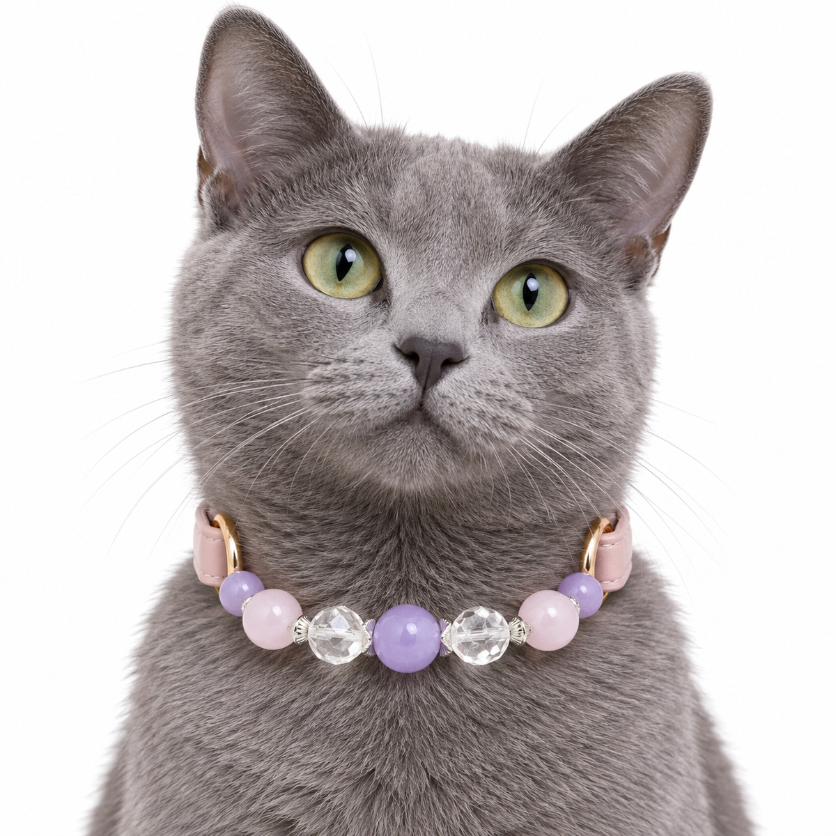 Lavender Arc Beaded Pet Collar - AI pet wearing styling illustration