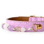Lavender Frost Beaded Pet Collar - bead and strap detail