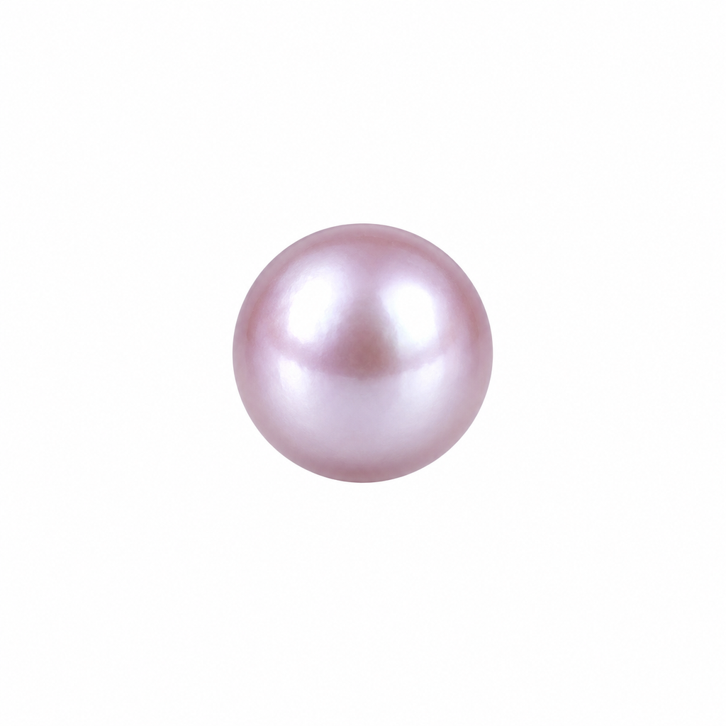 Lavender Pearl Stud Earrings - 8 mm - single earring detail