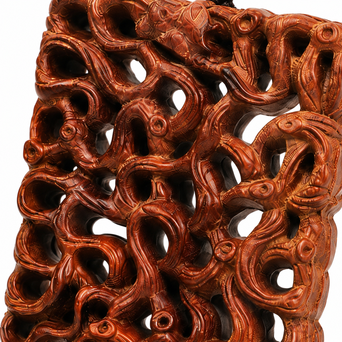 Lightning-Struck Jujube Wood Dragon Carving Pendant Necklace — carving detail