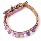 Lilac Bow Beaded Pet Collar — overhead or flat-lay product view