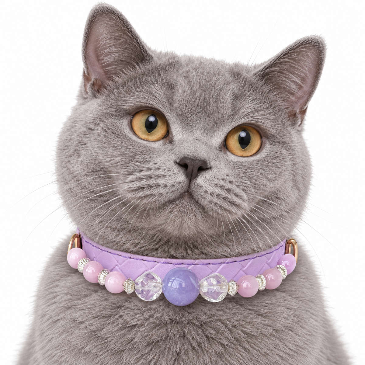 Lilac Clarity Beaded Pet Collar - AI pet wearing styling illustration