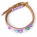 Lilac Sky Beaded Pet Collar - overhead view