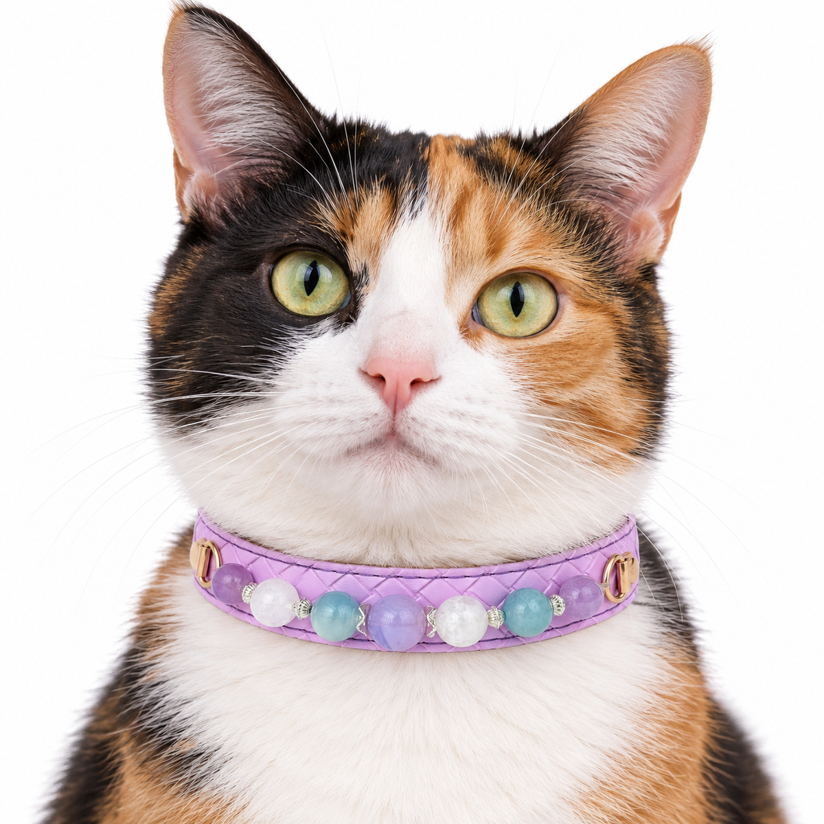 Lilac Sky Beaded Pet Collar - AI pet wearing styling illustration