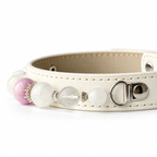 Lilac Snow Beaded Pet Collar - bead and strap detail