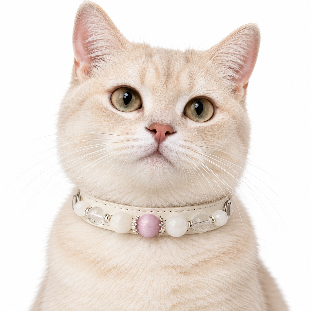Lilac Snow Beaded Pet Collar - AI pet wearing styling illustration