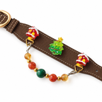 Malachite Christmas Cocoa Beaded Pet Collar - flat lay view
