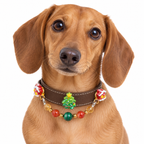 Malachite Christmas Cocoa Beaded Pet Collar - AI pet wearing styling illustration