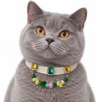 Meadow Raindrop Crest Beaded Pet Collar - AI pet wearing styling illustration