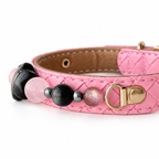 Midnight Blush Star Beaded Pet Collar - bead and strap detail