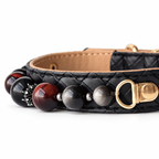 Midnight Ember Beaded Pet Collar - bead and strap detail