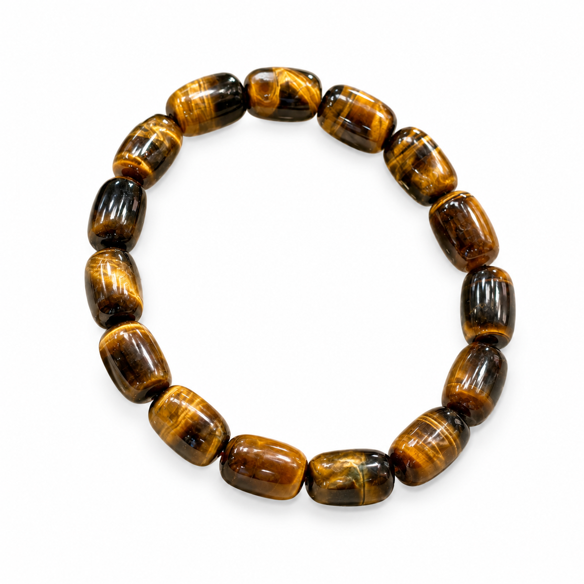 Midnight Glow Tiger’s Eye Barrel Bead Bracelet — alternate view