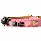 Midnight Rose Beaded Pet Collar - bead and strap detail