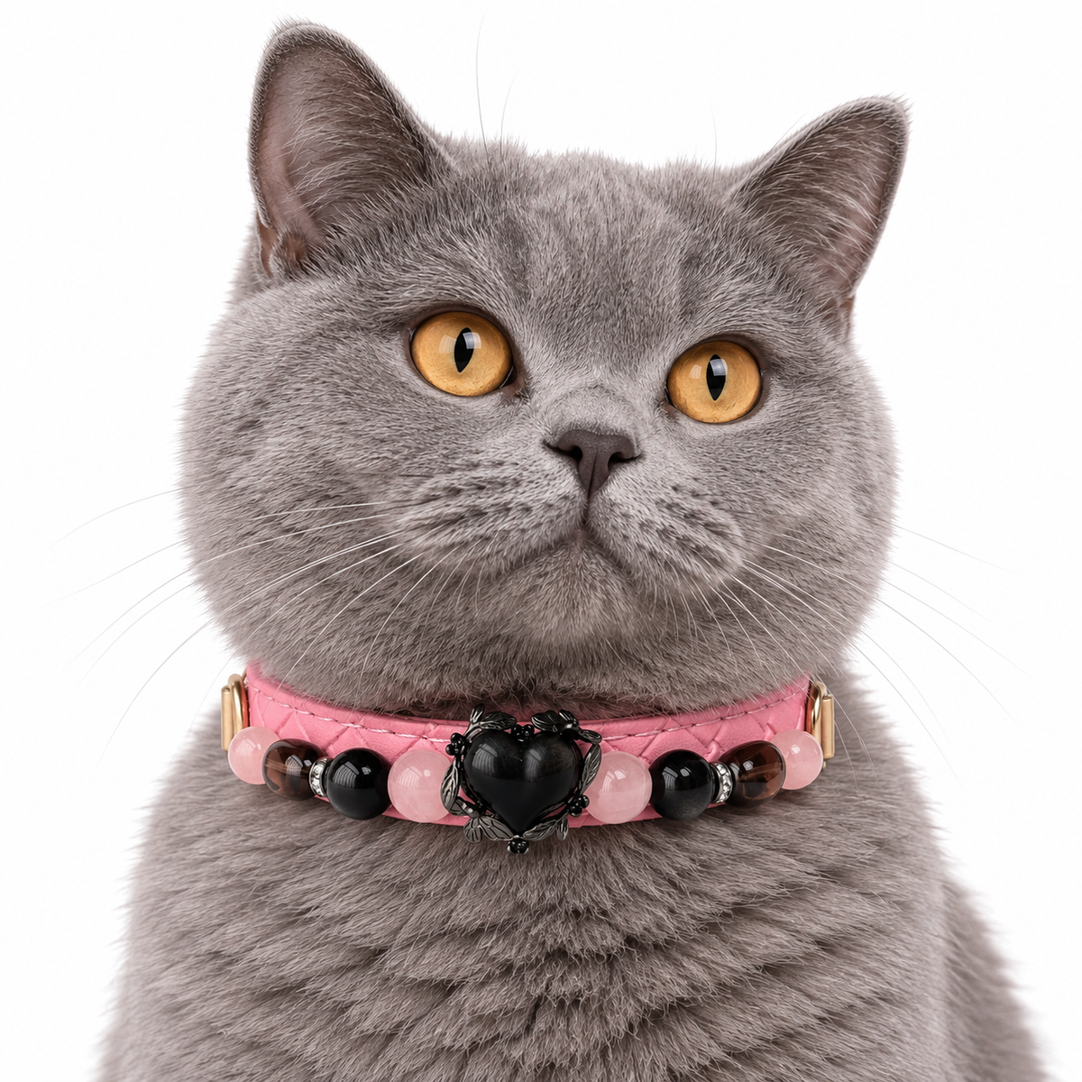 Midnight Rose Beaded Pet Collar - AI pet wearing styling illustration