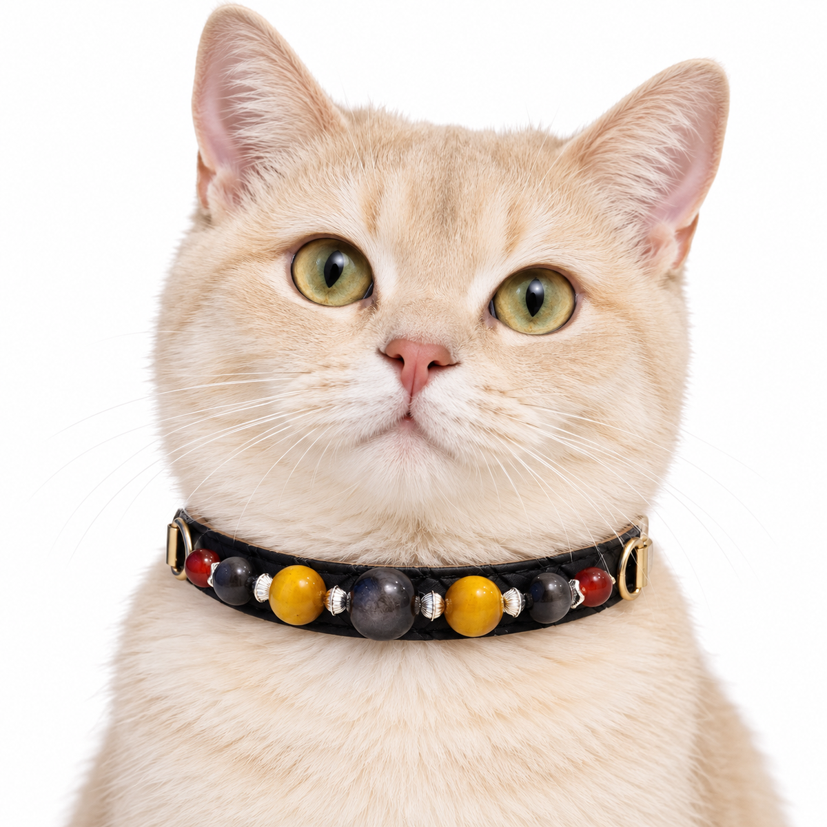 Midnight Tiger Beaded Pet Collar - AI pet wearing styling illustration