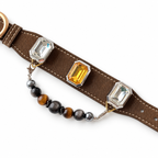 Midnight Tiger Facet Beaded Pet Collar - flat lay view