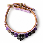 Midnight Violet Beaded Pet Collar - overhead view