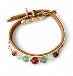 Mint Ember Beaded Pet Collar - overhead view