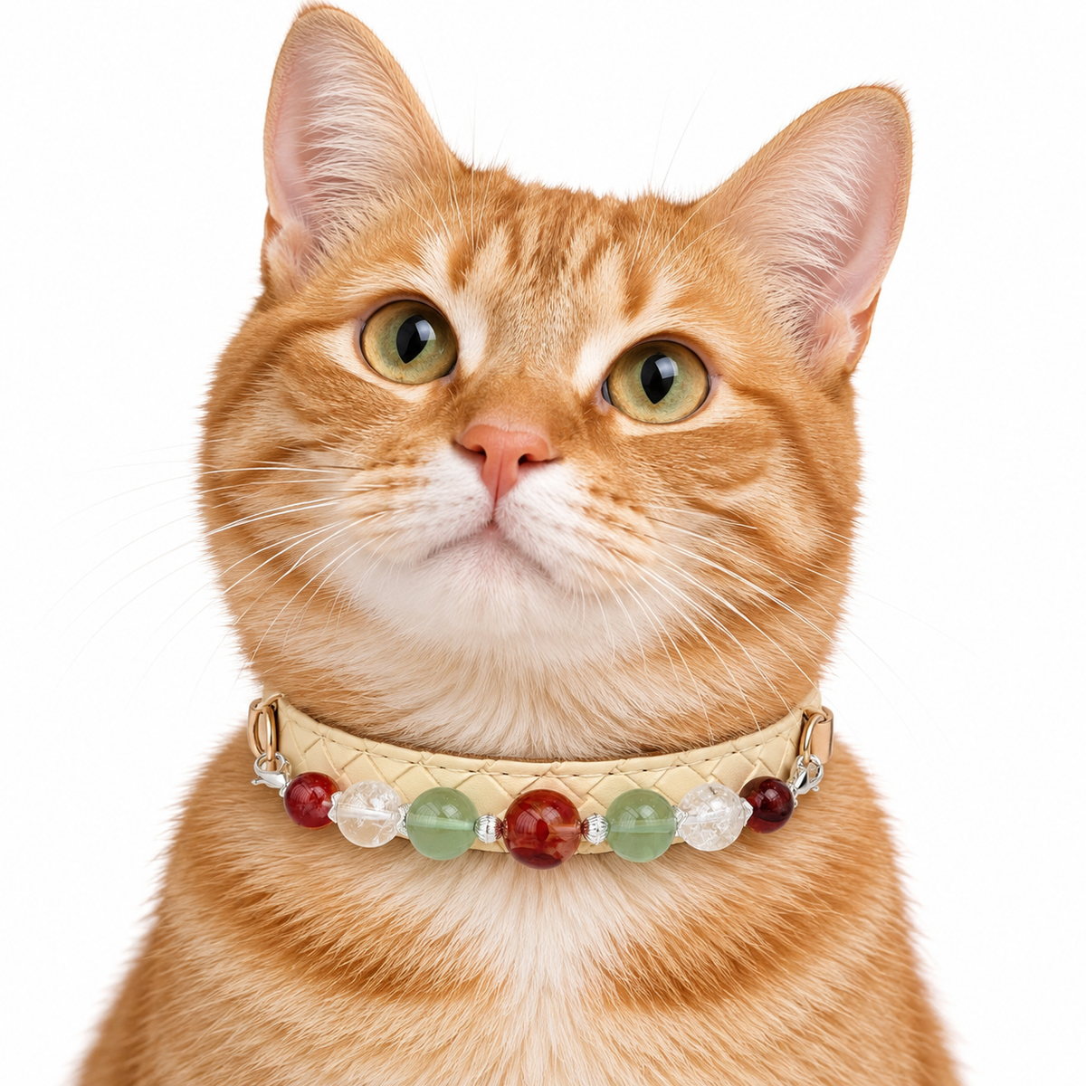 Mint Ember Beaded Pet Collar - AI pet wearing styling illustration