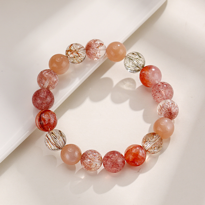 Natural Firework Quartz Mixed Gemstone Bracelet | Healing Crystal Beaded Jewelry