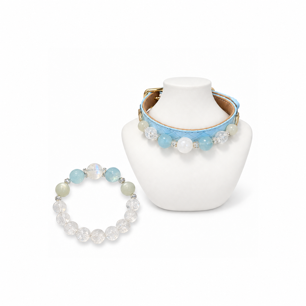 Moonlit Blue Human & Pet Match — matching bracelet and pet collar, sold separately