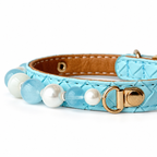 Moonlit Pearl Beaded Pet Collar - bead and strap detail