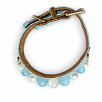 Moonlit Pearl Beaded Pet Collar - overhead view