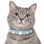 Moonlit Pearl Beaded Pet Collar - AI pet wearing styling illustration