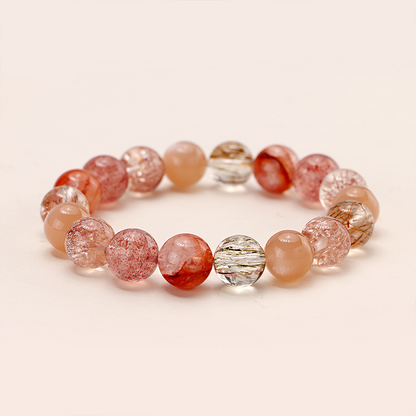 Natural Firework Quartz Mixed Gemstone Bracelet | Healing Crystal Beaded Jewelry