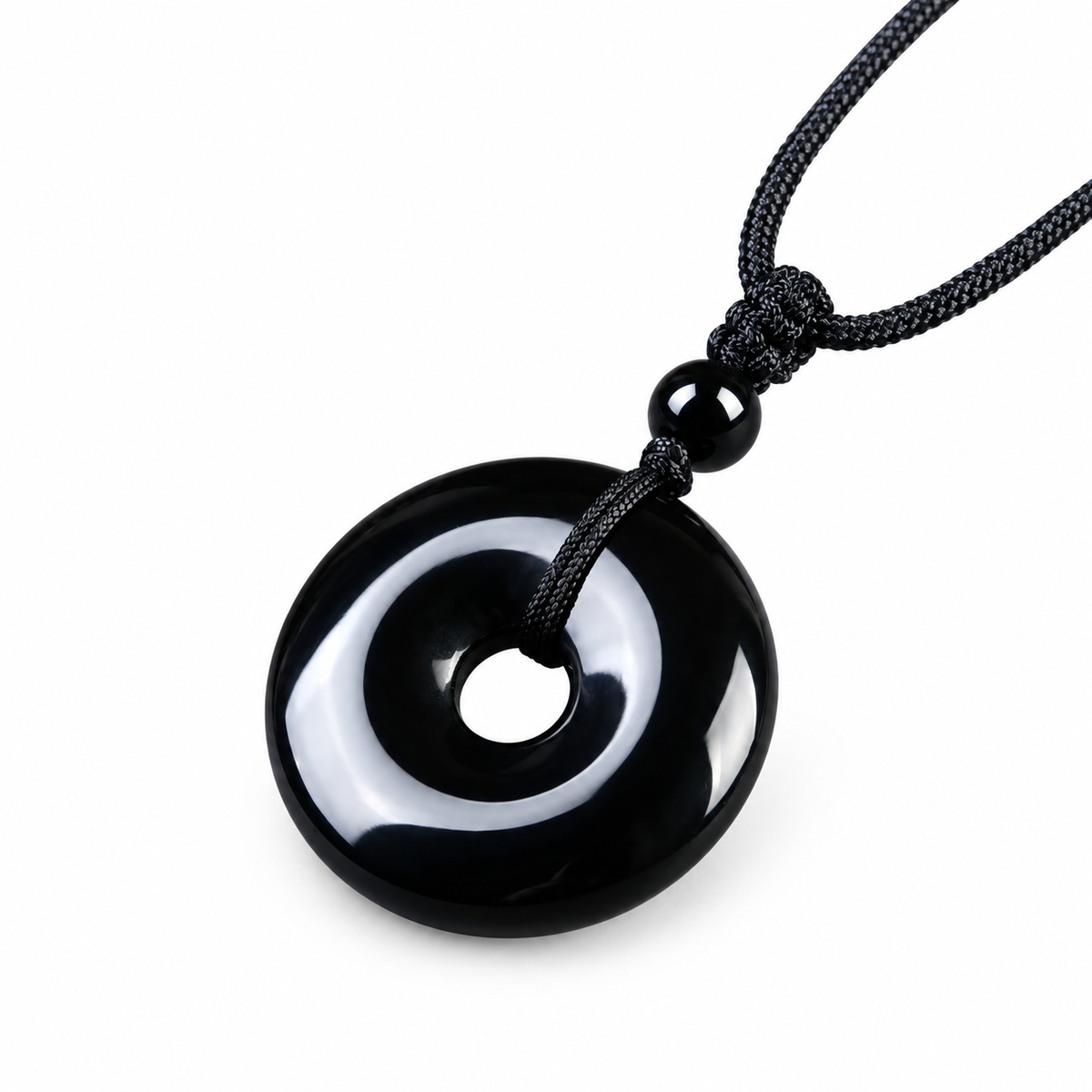 Black Donut Pendant Cord Necklace — alternate view