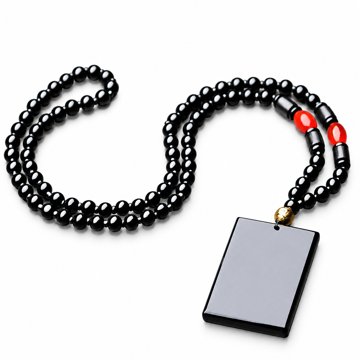 Black Rectangular Plaque Pendant — detail view