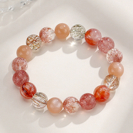 Natural Firework Quartz Mixed Gemstone Bracelet | Healing Crystal Beaded Jewelry