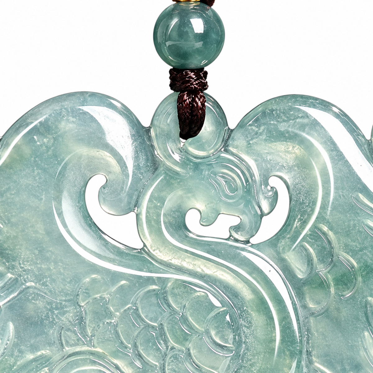 Pale Green Phoenix Pendant — detail view