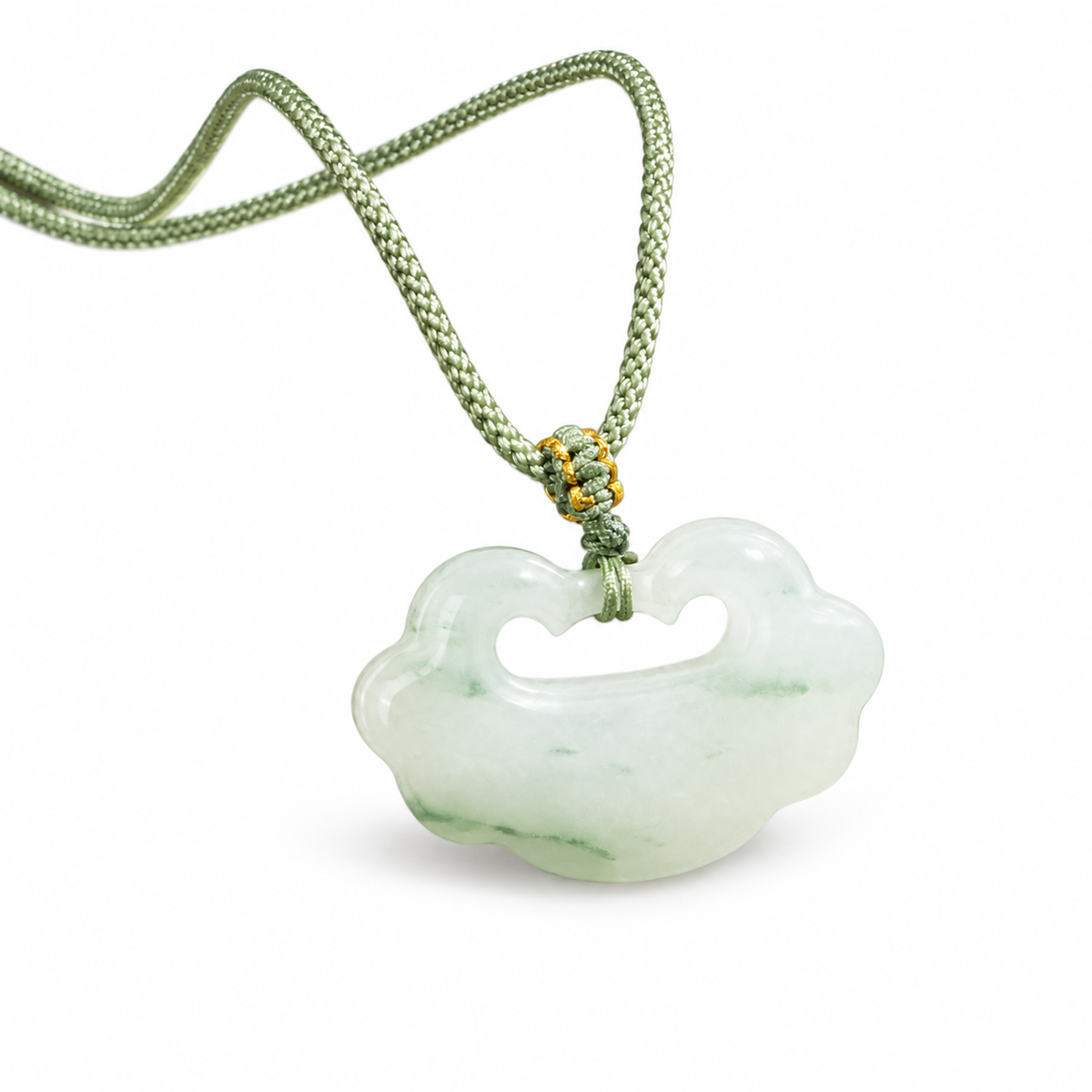 Pale Green Cloud Lock Pendant — angled view