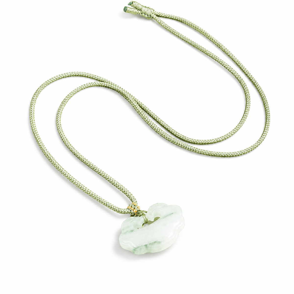 Pale Green Cloud Lock Pendant — necklace view