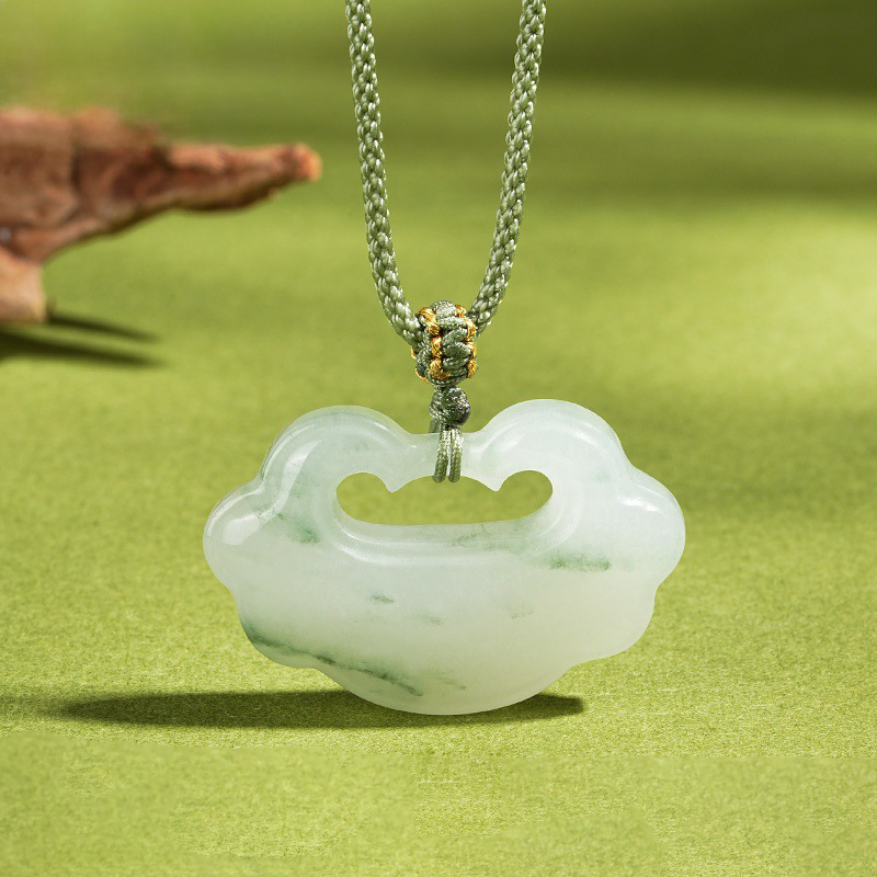 Natural Tianshan Green Jade Amulet Pendant | Ping An Kou, Wushi Pai & Cloud Lock